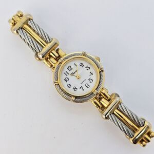 Vienna‎ Women's Watch 26MM Case White Dial Gold Gray Band 6.75" New Battery